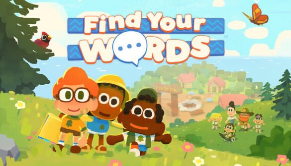 Imagen promocional de Find Your Words con varios niños protagonistas en un entorno colorido y educativo.